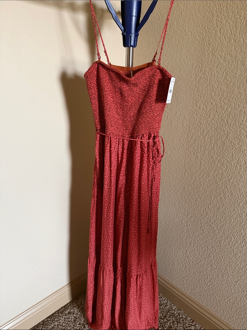 Free People Brick Red Wide-Leg Smocked Jumpsuit - Picture 4 of 5